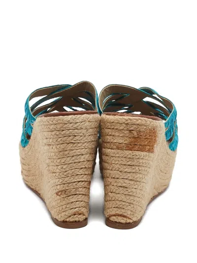 Pre-owned Christian Louboutin 110mm Leather Wedge Sandals