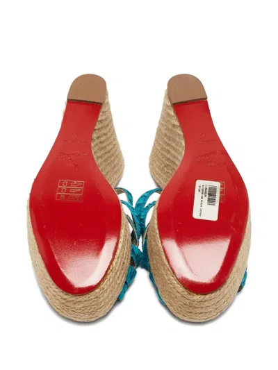 Pre-owned Christian Louboutin 110mm Leather Wedge Sandals