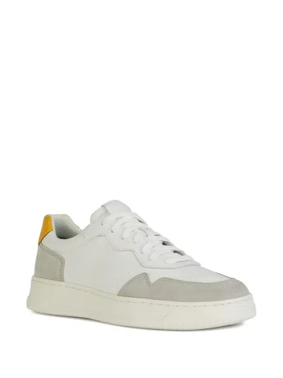 Geox Arvier Suede Leather Panel Sneakers In White