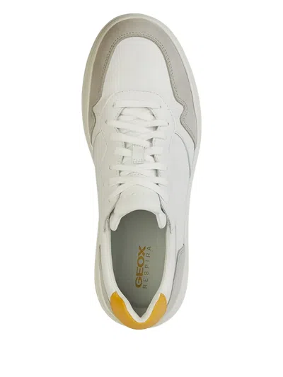 Geox Arvier Suede Leather Panel Sneakers In White
