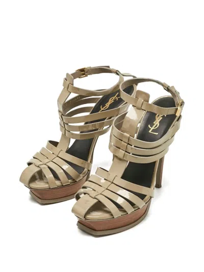 Pre-owned Saint Laurent 130mm Tribute Platform Sandals