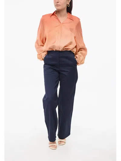 Giorgio Armani Flat-front Trousers In Blue
