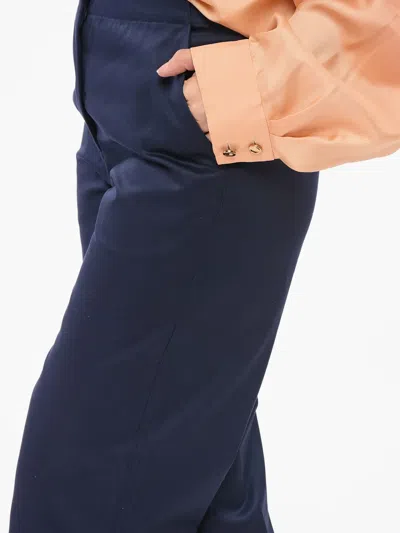 Giorgio Armani Flat-front Trousers In Blue