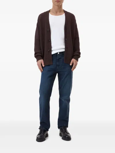 Closed Button-up Textured Cardigan In Brown