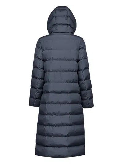 Geox Hooded Quilted Coat In Blue