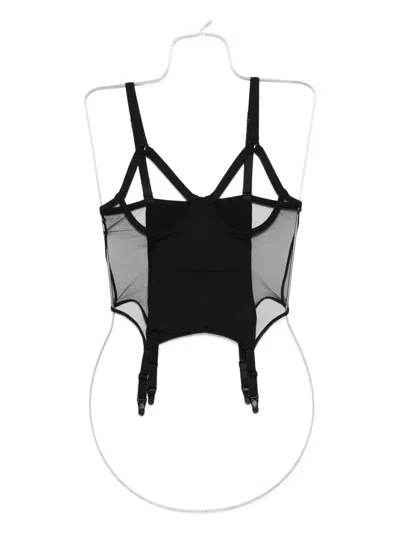 Maison Close Pure Tentation Mesh Garter Top In Black
