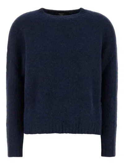 Weekend Max Mara Oversize Crew Neck Alpaca Blend Sweater In Blue