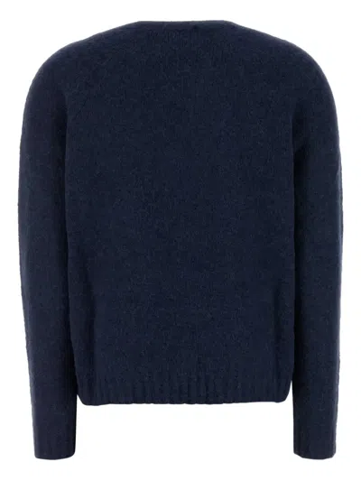 Weekend Max Mara Oversize Crew Neck Alpaca Blend Sweater In Blue
