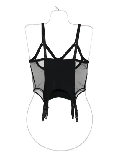 Maison Close Pure Tentation Mesh Garter Top In Black
