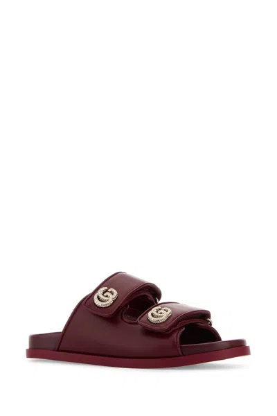 Gucci Double-strap Crystal-embellished Sandals In Red