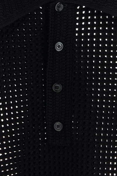 Gucci Crochet Polo Shirt With Collar And Mesh Texture In Multi