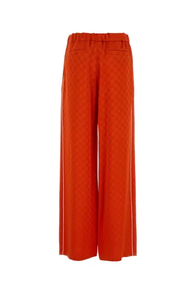 Gucci Pantalone Pigiama In Raso Arancione  Donna