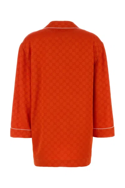 Gucci Camicia In Raso Arancione   Donna In Red