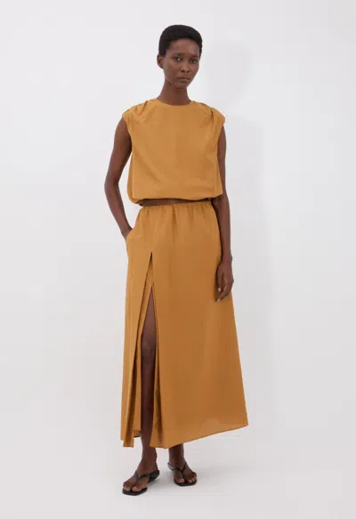 Loulou De Saison Carmen Long Skirt Woman Ocher In Brown