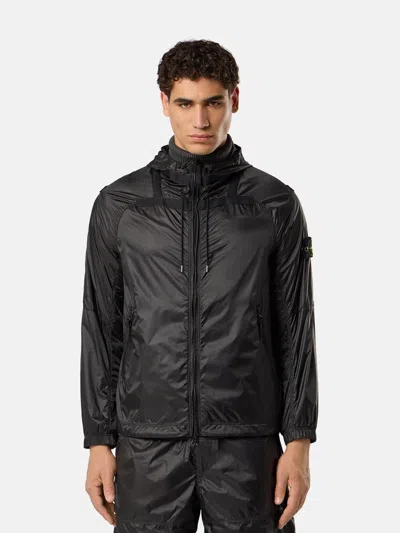 Stone Island Ripstop Light Ht Nylon Jacket Mann Lead Grey In Black