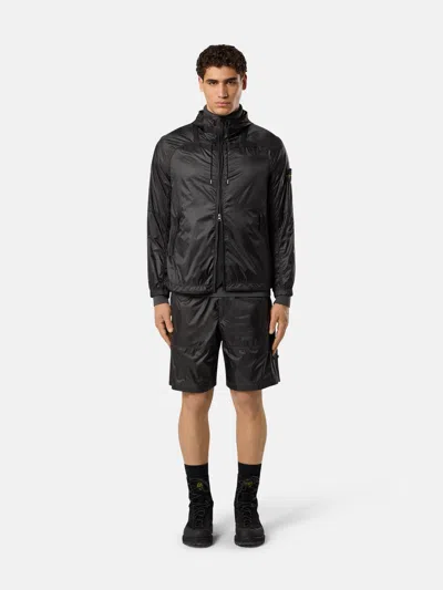Stone Island Ripstop Light Ht Nylon Jacket Mann Lead Grey In Black