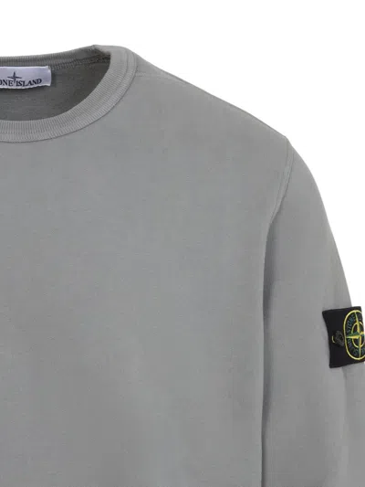 Stone Island Brushed Organic Cotton Fleece Sweatshirt In Gray