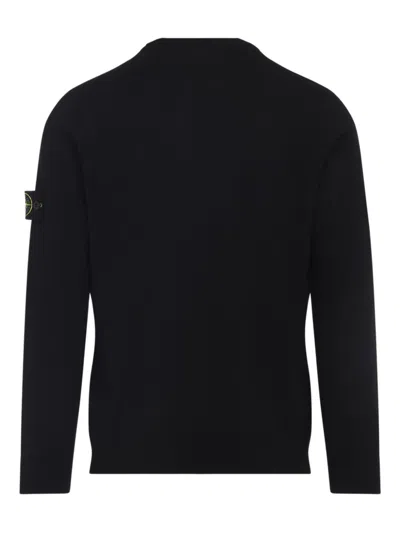 Stone Island Light Rws Pure Wool Crew Neck In Black