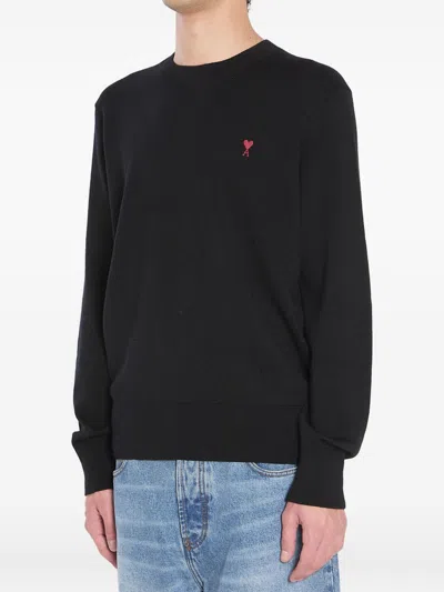 Ami Alexandre Mattiussi Ami Paris Ami De Coeur Black Crew-neck Sweatshirt Women