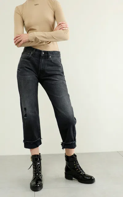 R13 Black Mid-rise Straight Boyfriend Jeans In Black