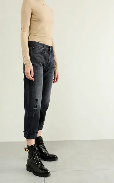 R13 Black Mid-rise Straight Boyfriend Jeans In Black