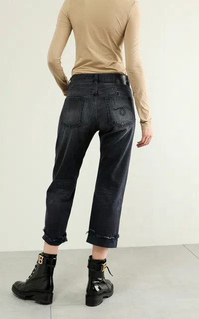 R13 Black Mid-rise Straight Boyfriend Jeans In Black