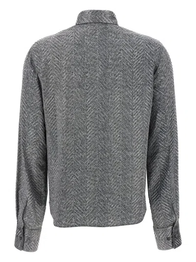 Ermanno Scervino Rhinestone-embellishment Herringbone Shirt In Gray