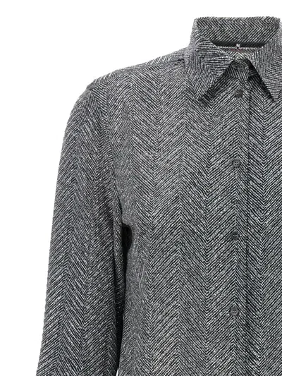 Ermanno Scervino Rhinestone-embellishment Herringbone Shirt In Gray