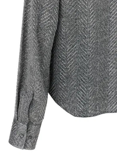 Ermanno Scervino Rhinestone-embellishment Herringbone Shirt In Gray