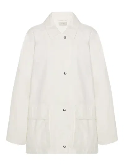 The Row Elodianna Long-sleeve Cotton Utility Jacket In White