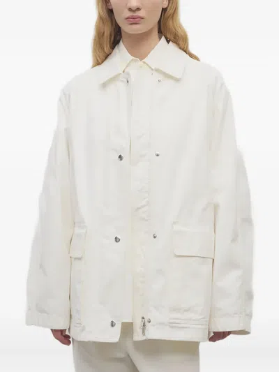 The Row Elodianna Long-sleeve Cotton Utility Jacket In White