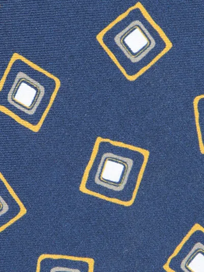 Kiton Maxi Pattern Blue Tie In Blue