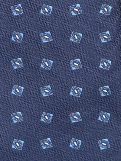 Kiton Navy Blue Patterned Tie In Blue