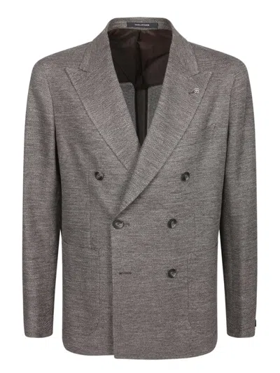 Tagliatore Double-breasted Brown Blazer With Notched Lapels