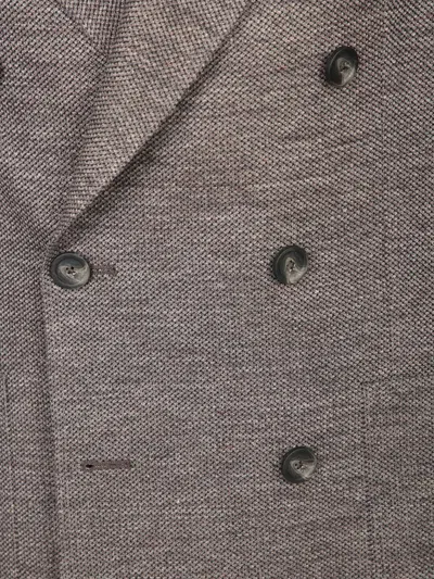 Tagliatore Double-breasted Brown Blazer With Notched Lapels