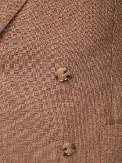 Lardini Double-breasted Beige Blazer With Peak Lapels