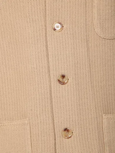Lardini Textured Cotton Shirt With Functional Pockets In Neutral