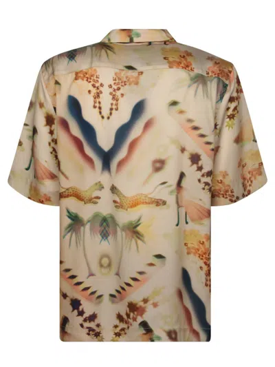 Paul Smith Artistic Print Short Sleeve Shirt In Gray