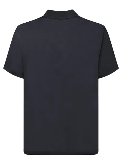 Paul Smith Black Cotton 'artist Stripe' Placket Polo Shirt In Blue