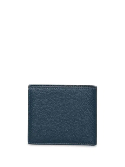 Tom Ford Soft Grain Blue Bifold Wallet In Blue