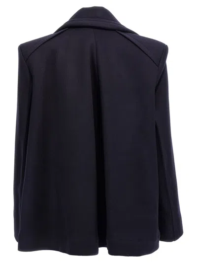 Victoria Beckham Pointed Shoulder Coat In Blue