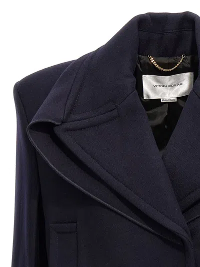Victoria Beckham Pointed Shoulder Coat In Blue