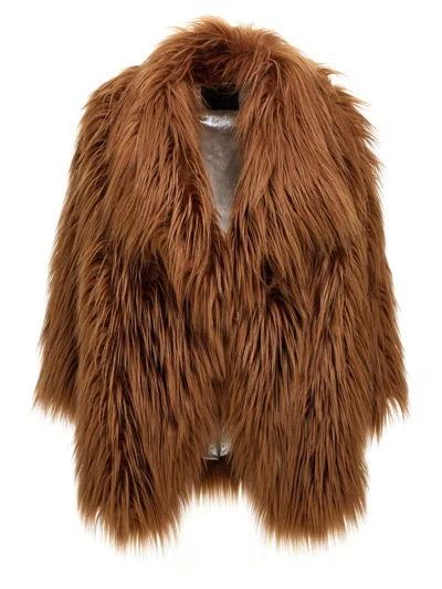 Bb Couture Faux-fur Jacket With Unique Texture For Women In Brown