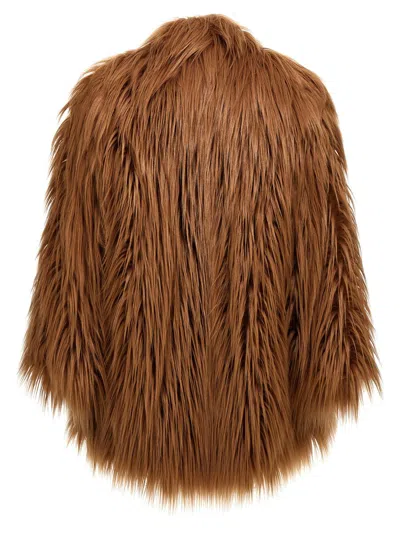 Bb Couture Faux-fur Jacket With Unique Texture For Women In Brown