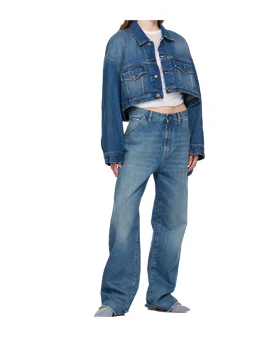 Darkpark Unbuttoned Denim Jacket In Blue