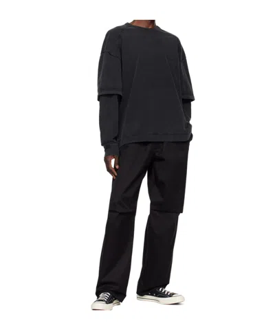 Darkpark Slub Loose Pants In Black