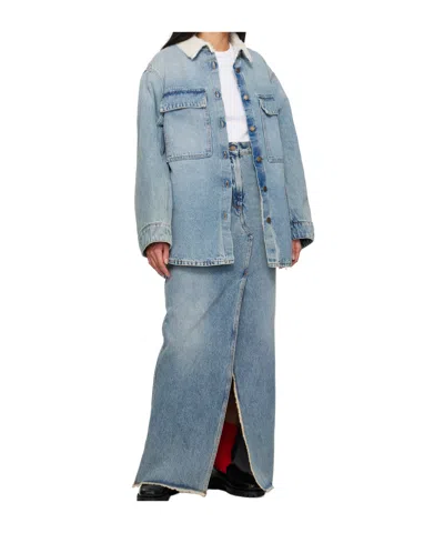 Darkpark Unbuttoned Denim Jacket In Blue