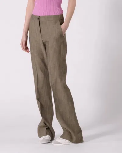 Pinko Straight Leg Trousers With Side Pockets In Brown