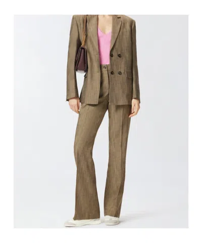 Pinko Straight Leg Trousers With Side Pockets In Brown