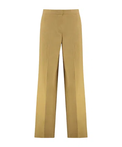 Pinko Trousers Linen High-rise Waist In Yellow
